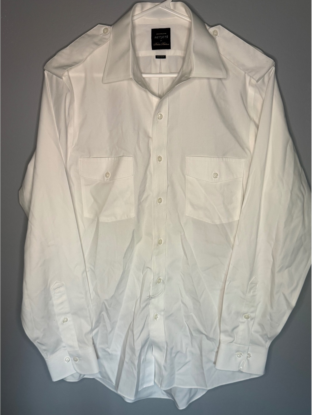 Brooks Brothers White Men's Button-Up Shirt Exclusive NetJets Size 15.5 34/35